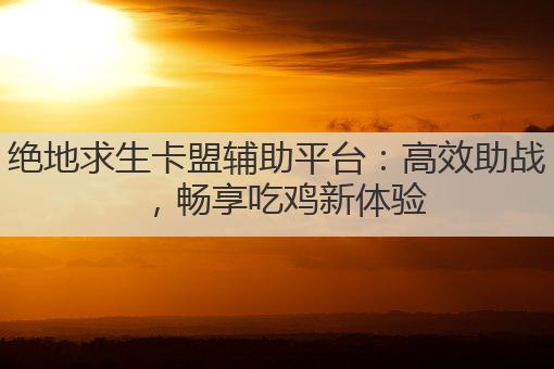 绝地求生卡盟辅助平台:高效助战,畅享吃鸡新体验