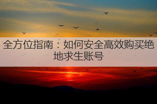 全方位指南:如何安全高效购买绝地求生账号