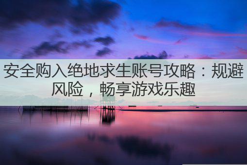 安全购入绝地求生账号攻略：规避风险，畅享游戏乐趣