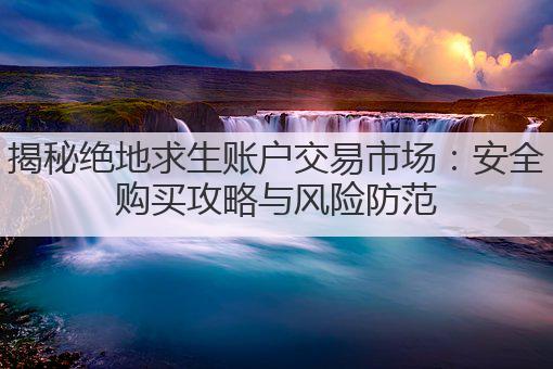 揭秘绝地求生账户交易市场:安全购买攻略与风险防范