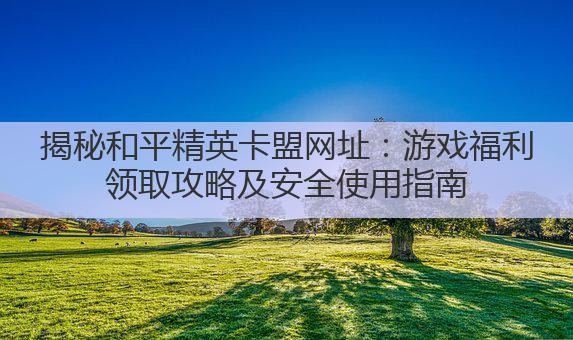 揭秘和平精英卡盟网址：游戏福利领取攻略及安全使用指南