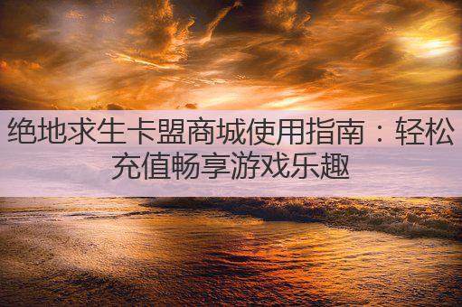 绝地求生卡盟商城使用指南:轻松充值畅享游戏乐趣