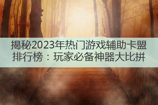 揭秘2023年热门游戏辅助卡盟排行榜：玩家必备神器大比拼
