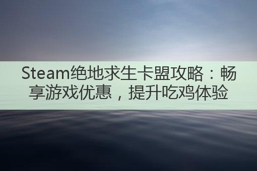 Steam绝地求生卡盟攻略:畅享游戏优惠,提升吃鸡体验