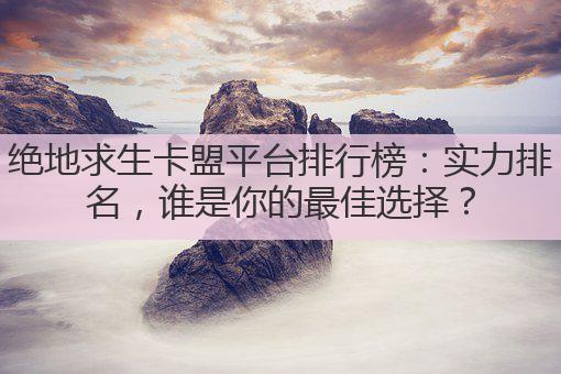 绝地求生卡盟平台排行榜:实力排名,谁是你的最佳选择?