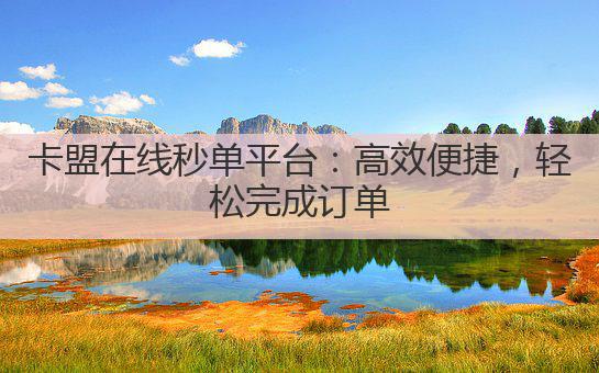 卡盟在线秒单平台：高效便捷，轻松完成订单