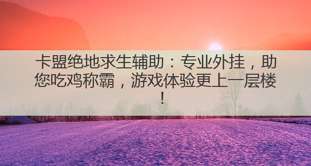 卡盟绝地求生辅助：专业外挂，助您吃鸡称霸，游戏体验更上一层楼！