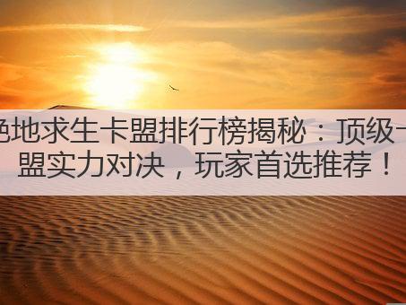 绝地求生卡盟排行榜揭秘：顶级卡盟实力对决，玩家首选推荐！