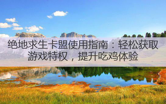 绝地求生卡盟使用指南:轻松获取游戏特权,提升吃鸡体验