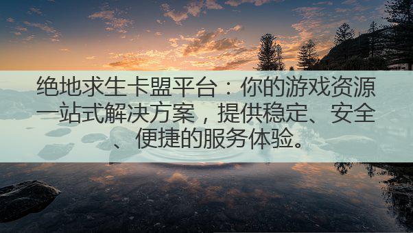 绝地求生卡盟平台：你的游戏资源一站式解决方案，提供稳定、安全、便捷的服务体验。