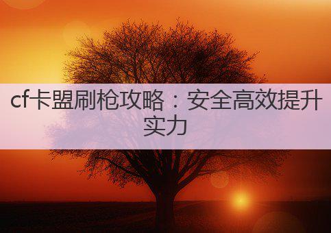cf卡盟刷枪攻略：安全高效提升实力
