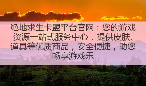 绝地求生卡盟平台官网：您的游戏资源一站式服务中心，提供皮肤、道具等优质商品，安全便捷，助您畅享游戏乐趣！