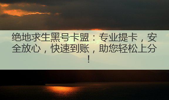 绝地求生黑号卡盟:专业提卡,安全放心,快速到账,助您轻松上分!