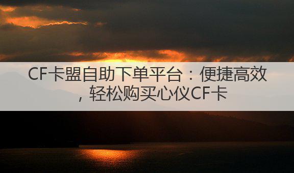 CF卡盟自助下单平台:便捷高效,轻松购买心仪CF卡