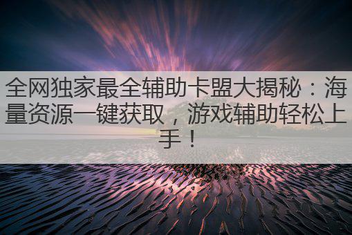 全网独家最全辅助卡盟大揭秘：海量资源一键获取，游戏辅助轻松上手！