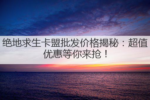 绝地求生卡盟批发价格揭秘：超值优惠等你来抢！