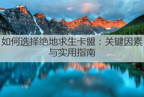 如何选择绝地求生卡盟：关键因素与实用指南