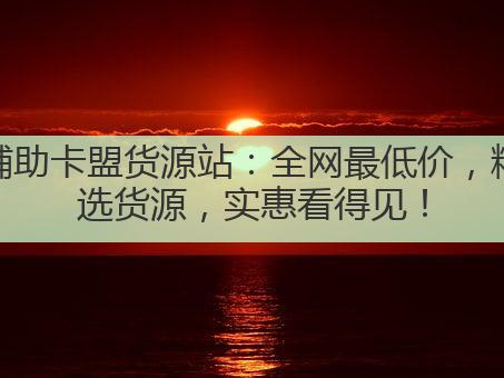 辅助卡盟货源站:全网最低价,精选货源,实惠看得见!