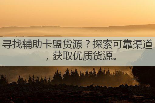 寻找辅助卡盟货源?探索可靠渠道,获取优质货源。