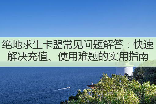 绝地求生卡盟常见问题解答：快速解决充值、使用难题的实用指南