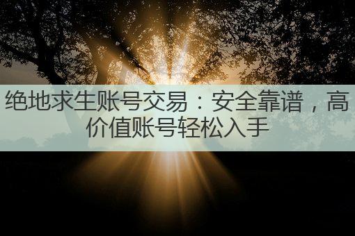 绝地求生账号交易:安全靠谱,高价值账号轻松入手