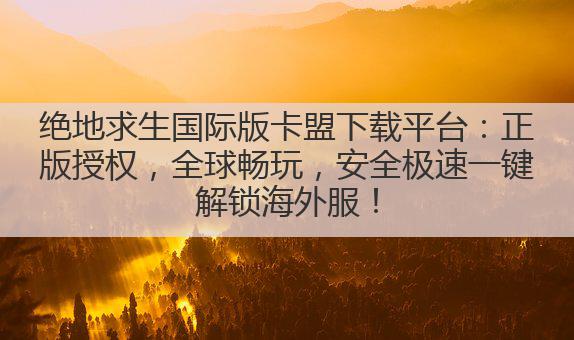 绝地求生国际版卡盟下载平台：正版授权，全球畅玩，安全极速一键解锁海外服！