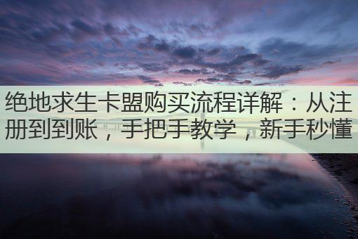 绝地求生卡盟购买流程详解:从注册到到账,手把手教学,新手秒懂