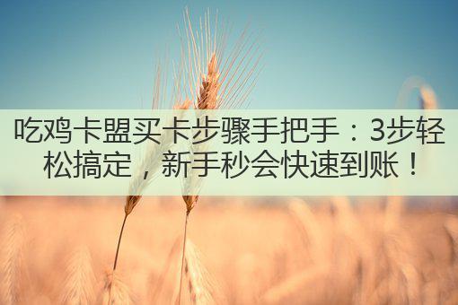 吃鸡卡盟买卡步骤手把手:3步轻松搞定,新手秒会快速到账!