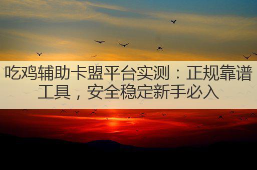 吃鸡辅助卡盟平台实测:正规靠谱工具,安全稳定新手必入