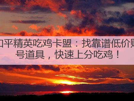 和平精英吃鸡卡盟:找靠谱低价账号道具,快速上分吃鸡!