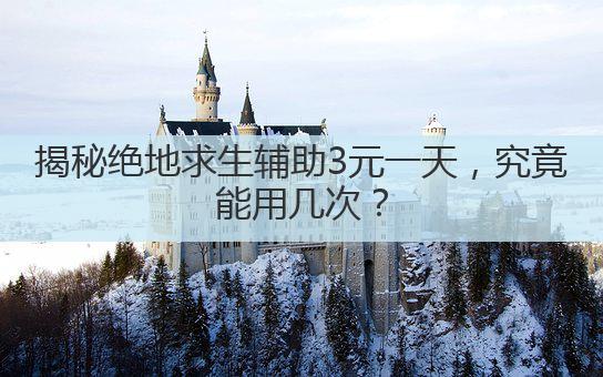 揭秘绝地求生辅助3元一天,究竟能用几次?