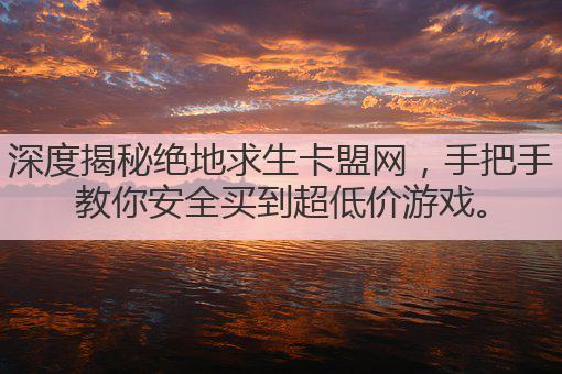 深度揭秘绝地求生卡盟网,手把手教你安全买到超低价游戏。