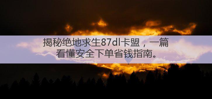 揭秘绝地求生87dl卡盟,一篇看懂安全下单省钱指南。