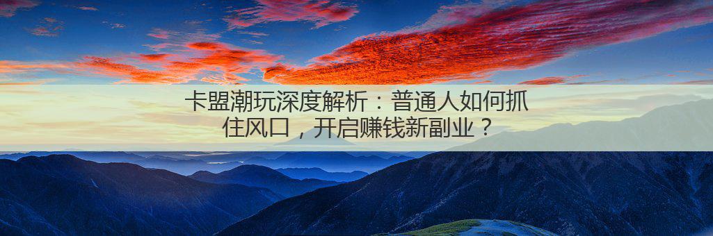 卡盟潮玩深度解析：普通人如何抓住风口，开启赚钱新副业？
