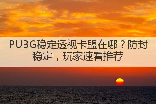 PUBG稳定透视卡盟在哪？防封稳定，玩家速看推荐