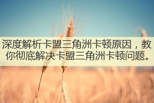 深度解析卡盟三角洲卡顿原因，教你彻底解决卡盟三角洲卡顿问题。