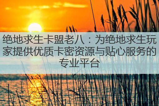 绝地求生卡盟老八：为绝地求生玩家提供优质卡密资源与贴心服务的专业平台