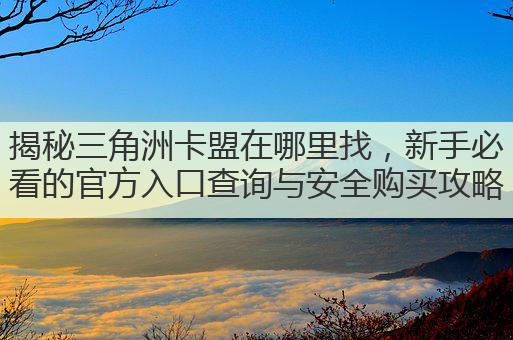 揭秘三角洲卡盟在哪里找，新手必看的官方入口查询与安全购买攻略