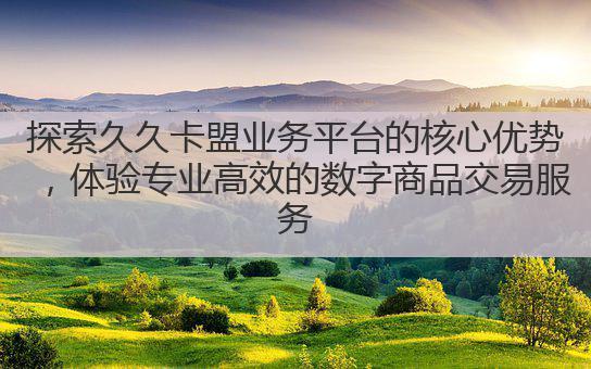 探索久久卡盟业务平台的核心优势，体验专业高效的数字商品交易服务