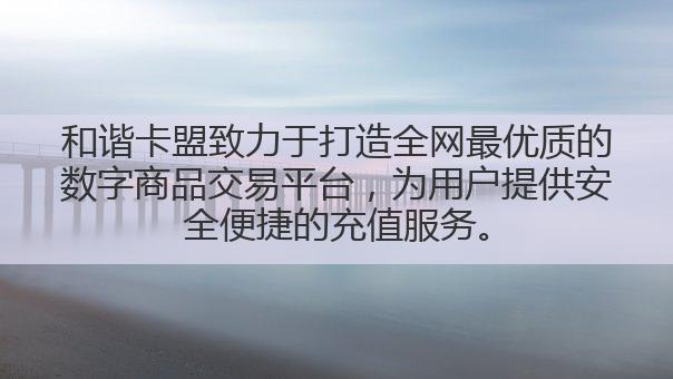 和谐卡盟致力于打造全网最优质的数字商品交易平台，为用户提供安全便捷的充值服务。
