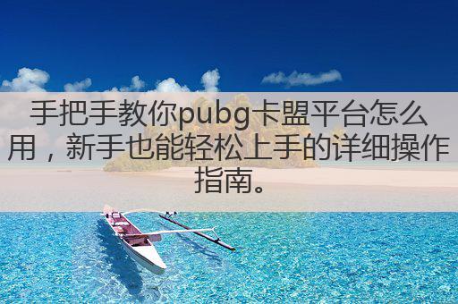 手把手教你pubg卡盟平台怎么用，新手也能轻松上手的详细操作指南。
