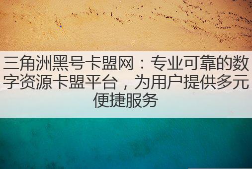 三角洲黑号卡盟网:专业可靠的数字资源卡盟平台,为用户提供多元便捷服务