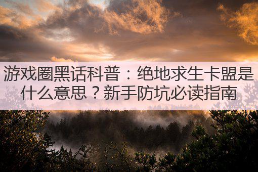 游戏圈黑话科普：绝地求生卡盟是什么意思？新手防坑必读指南