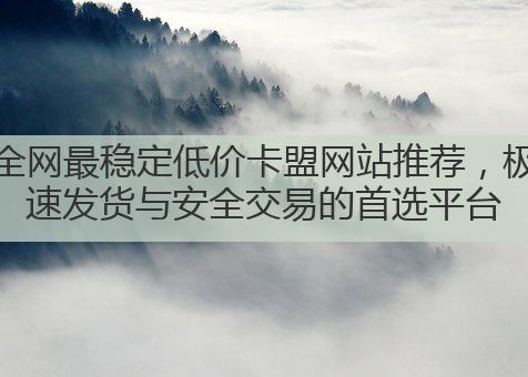 全网最稳定低价卡盟网站推荐，极速发货与安全交易的首选平台
