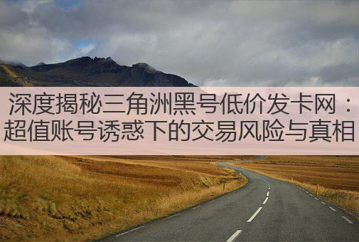 深度揭秘三角洲黑号低价发卡网:超值账号诱惑下的交易风险与真相
