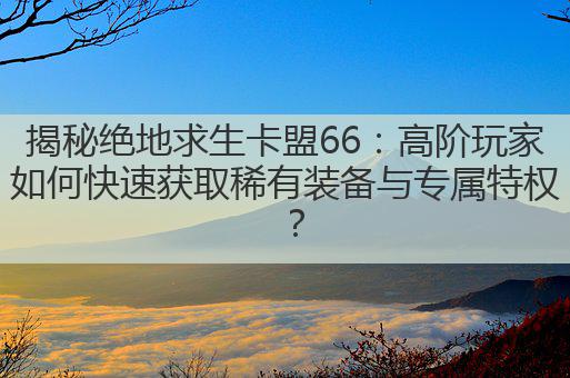 揭秘绝地求生卡盟66:高阶玩家如何快速获取稀有装备与专属特权?