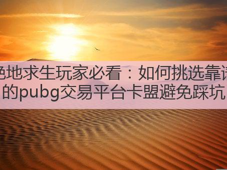 绝地求生玩家必看：如何挑选靠谱的pubg交易平台卡盟避免踩坑