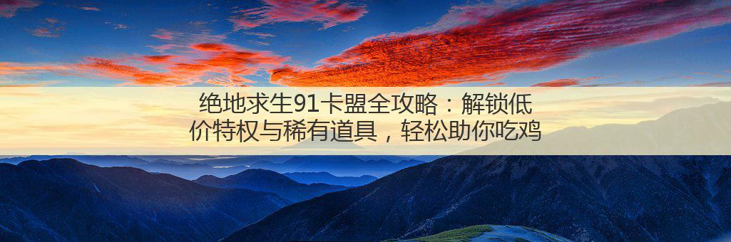 绝地求生91卡盟全攻略:解锁低价特权与稀有道具,轻松助你吃鸡