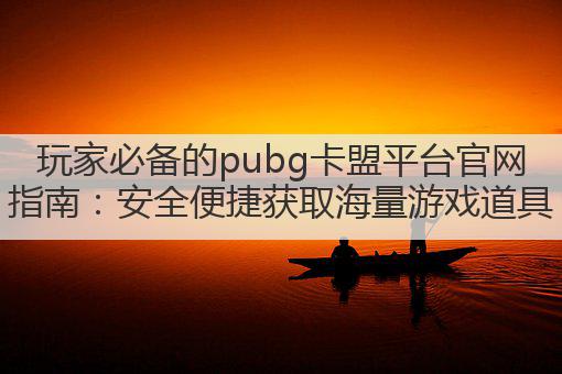 玩家必备的pubg卡盟平台官网指南：安全便捷获取海量游戏道具