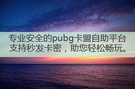 专业安全的pubg卡盟自助平台支持秒发卡密,助您轻松畅玩。